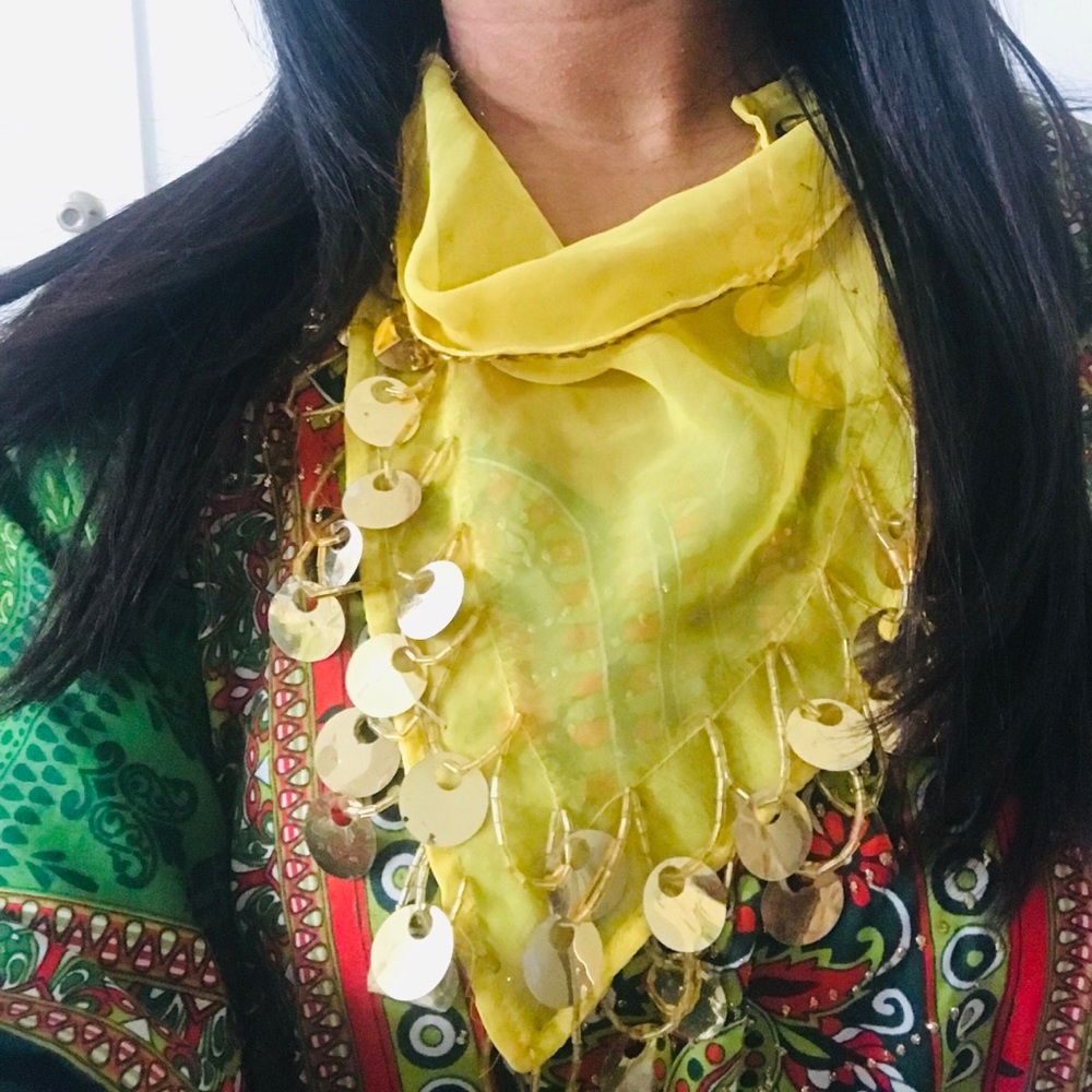 3-Way Yellow Coin Scarf